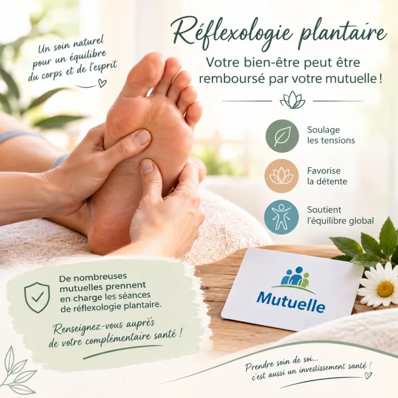 Réflexologie plantaire : votre bien-être peut être remboursé par votre mutuelle. De nombreuses mutuelles prennent en charge les séances.